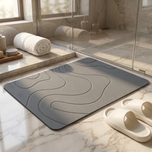 Livora stone bath mat in grey
