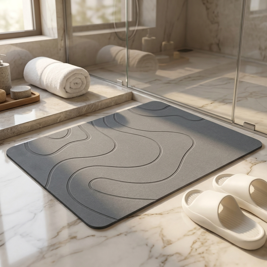 Livora stone bath mat in grey