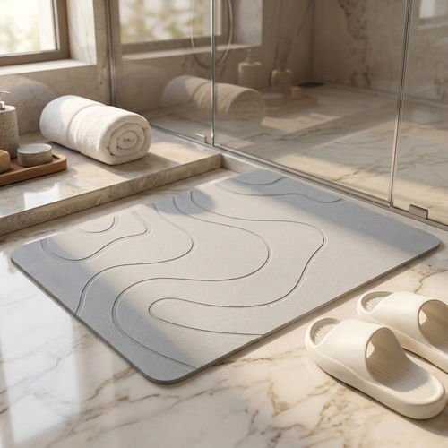 Livora stone bath mat in light grey