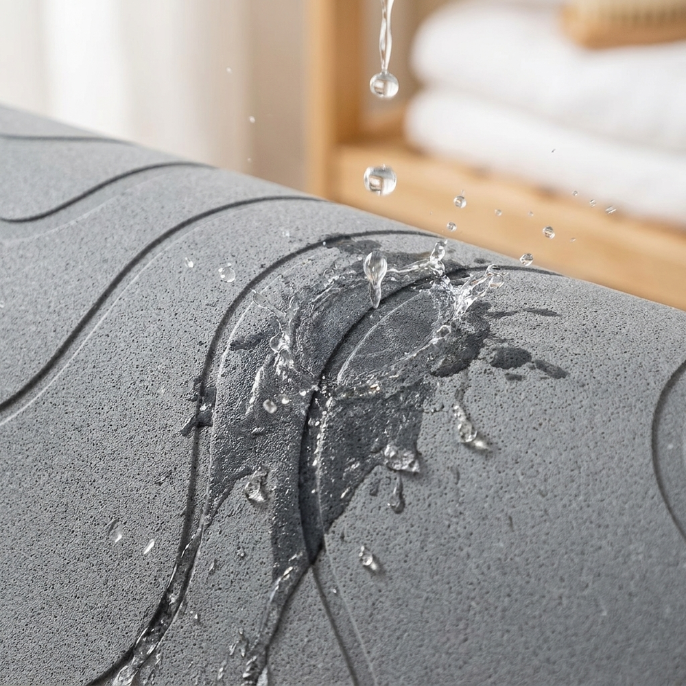 Water absorbing into the stone mat